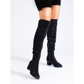 Botas de ante negras de tacón bajo de Vinceza negro 2