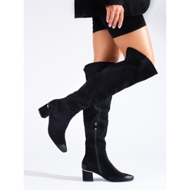 Botas de ante negras de tacón bajo de Vinceza negro 1