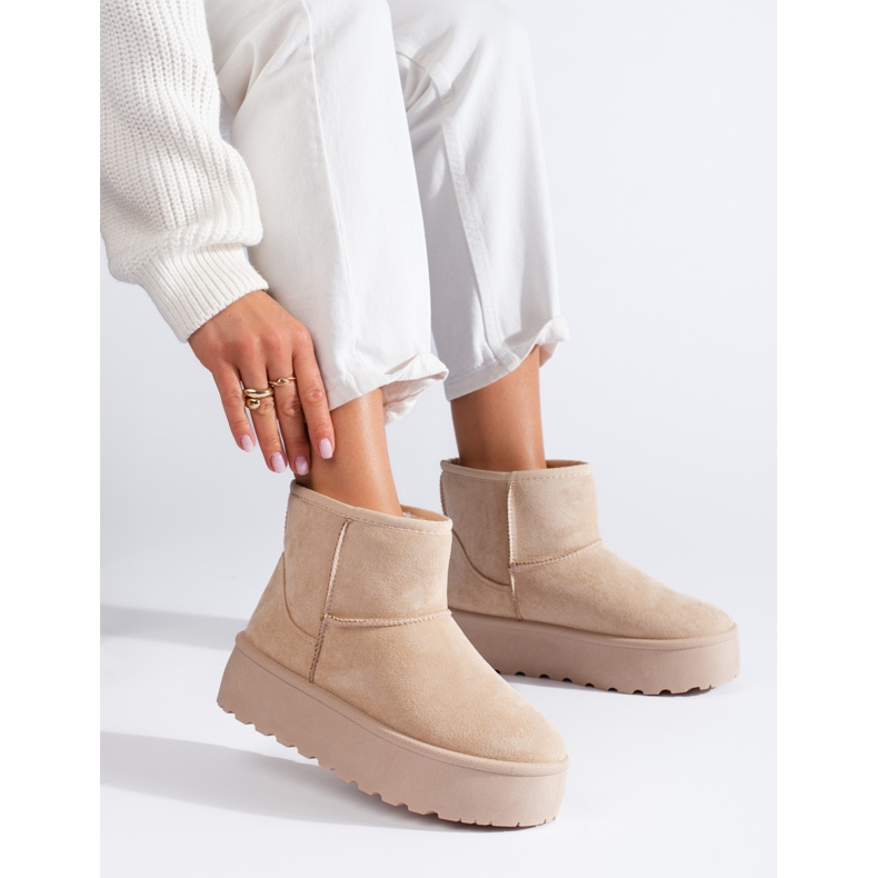 Botas de nieve con plataforma para mujer beige claro Shelovet 1