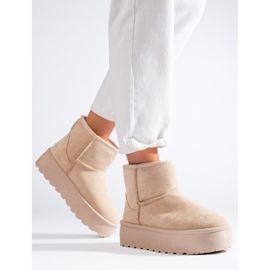 Botas de nieve con plataforma para mujer beige claro Shelovet 2