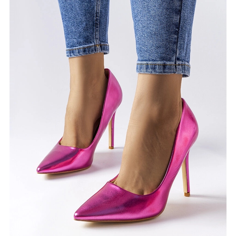 Zapatos de tacón metalizados rosa oscuro de Delis 1