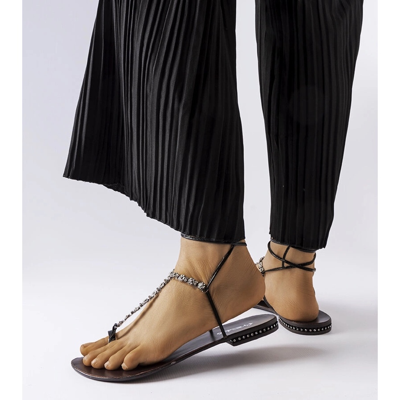 Sandalias negras con pedrería de Troghi negro 1 Sandalias negras con pedrería de Troghi negro 1