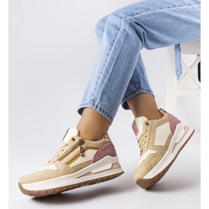 Inna Zapatillas deportivas beige y rosa de Delid 1