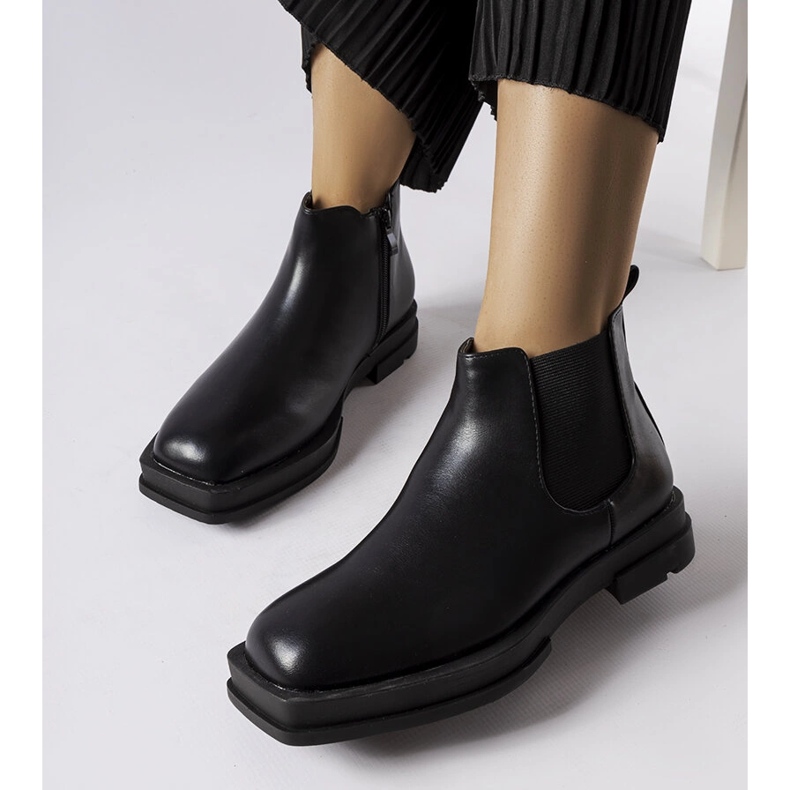 Inna Botas planas bajas Tarquinia negras negro 1