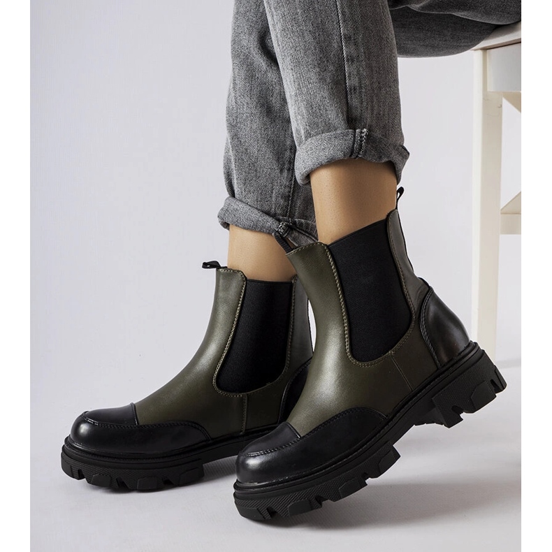 Inna Botas sin cordones en negro y verde de Albany 1