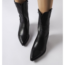 Botas de vaquero negras con parte superior Leopardi adornada negro 2