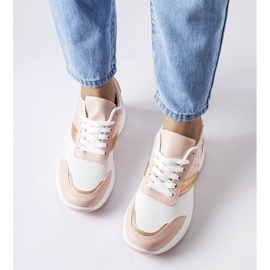 Inna Zapatillas rosas y blancas con detalles dorados tipo duffy. rosado 2