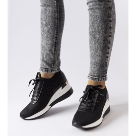 Inna Zapatillas con cuña y strass negras de Vala negro 1 Inna Zapatillas con cuña y strass negras de Vala negro 1