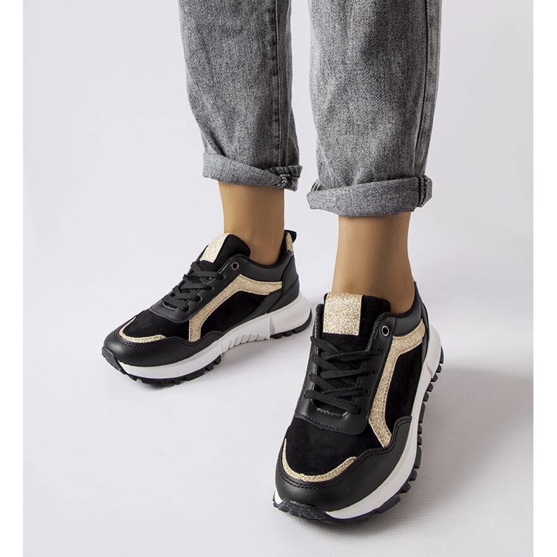 Inna Zapatillas negras con decoración de purpurina de Busso negro 1