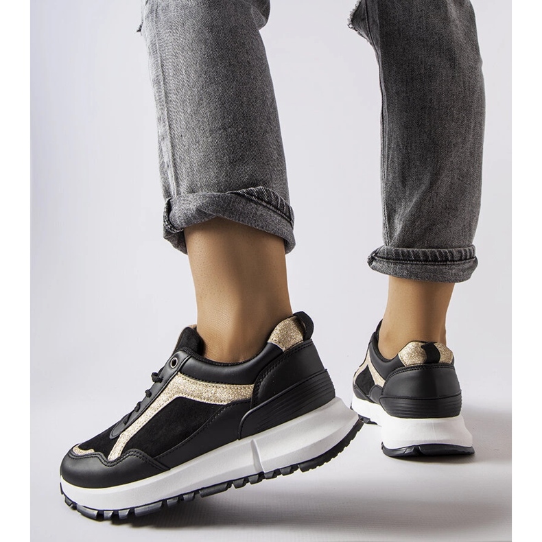 Inna Zapatillas negras con decoración de purpurina de Busso negro 2