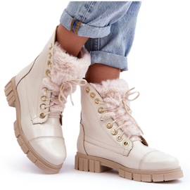 Lewski Shoes Botas Mujer Piel Con Pelo, Beige Claro Lewski 3296 8