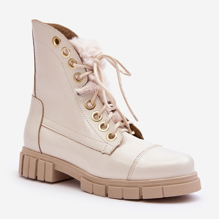 Lewski Shoes Botas Mujer Piel Con Pelo, Beige Claro Lewski 3296 1