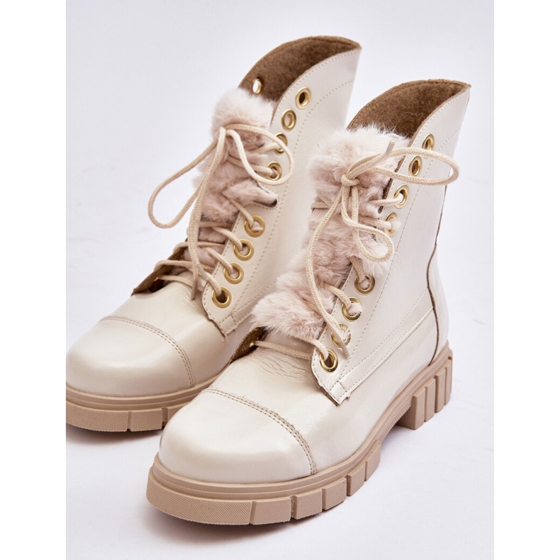 Lewski Shoes Botas Mujer Piel Con Pelo, Beige Claro Lewski 3296 2