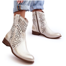 Lewski Shoes Botas Cowboy Mujer Piel Calado Dorado Lewski 3305/2 blanco 10