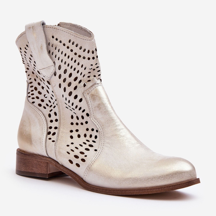 Lewski Shoes Botas Cowboy Mujer Piel Calado Dorado Lewski 3305/2 blanco 1