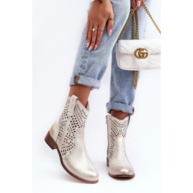 Lewski Shoes Botas Cowboy Mujer Piel Calado Dorado Lewski 3305/2 blanco 4