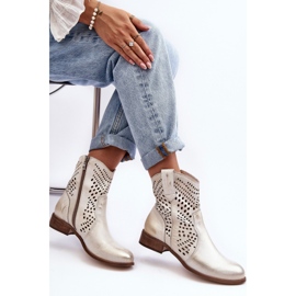 Lewski Shoes Botas Cowboy Mujer Piel Calado Dorado Lewski 3305/2 blanco 7