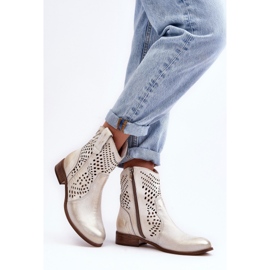 Lewski Shoes Botas Cowboy Mujer Piel Calado Dorado Lewski 3305/2 blanco 2