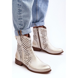 Lewski Shoes Botas Cowboy Mujer Piel Calado Dorado Lewski 3305/2 blanco 5