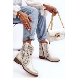 Lewski Shoes Botas Cowboy Mujer Piel Calado Dorado Lewski 3305/2 blanco 8