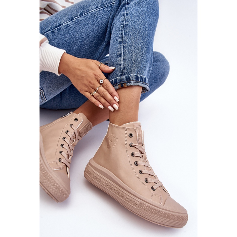 Zapatillas De Mujer Con Cremallera Aislante Beige Big Star MM274022 2
