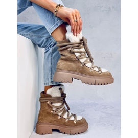 Botas de nieve de piel de oveja Shea Khaki marrón 3