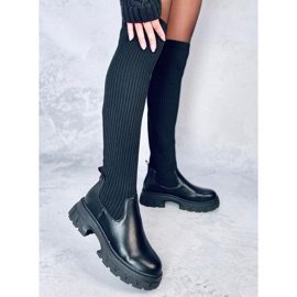 Botas por encima de la rodilla Teasly Black con parte superior flexible negro 4
