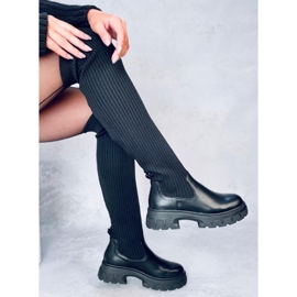 Botas por encima de la rodilla Teasly Black con parte superior flexible negro 5