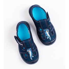 SHELOVET Pantuflas azul marino para niño para jardín de infantes 3F 3