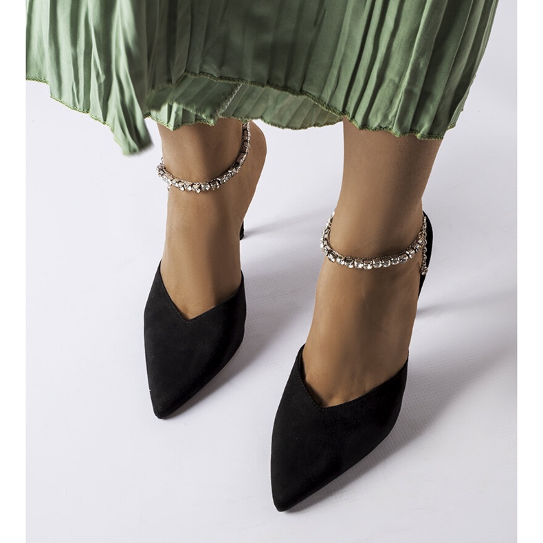 Sandalias negras de tacón con pedrería Claude negro 1