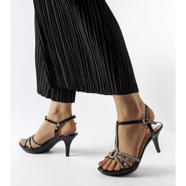Sandalias negras de tacón con circonitas cúbicas de Levane negro 1 Sandalias negras de tacón con circonitas cúbicas de Levane negro 1