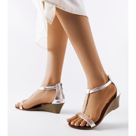 Sandalias plateadas con cuña de Suaredda plata 1