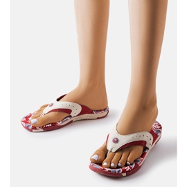 Chanclas Suoma de tejido rojo con flores 2