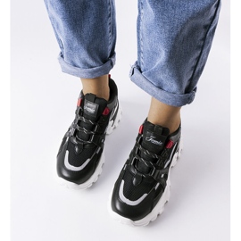 Deportivas negras con inserciones de ópalo neón negro 2