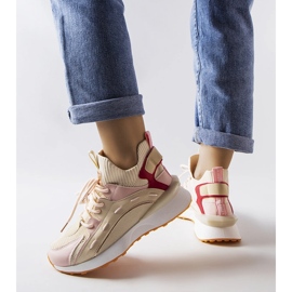 Inna Zapatillas en tejido beige y rosa de Begins 1