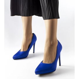 Zapatos de salón de raso azul de Silje 1