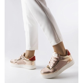 Zapatillas deportivas en polvo con aplicación dorada de Perrault rosado 2