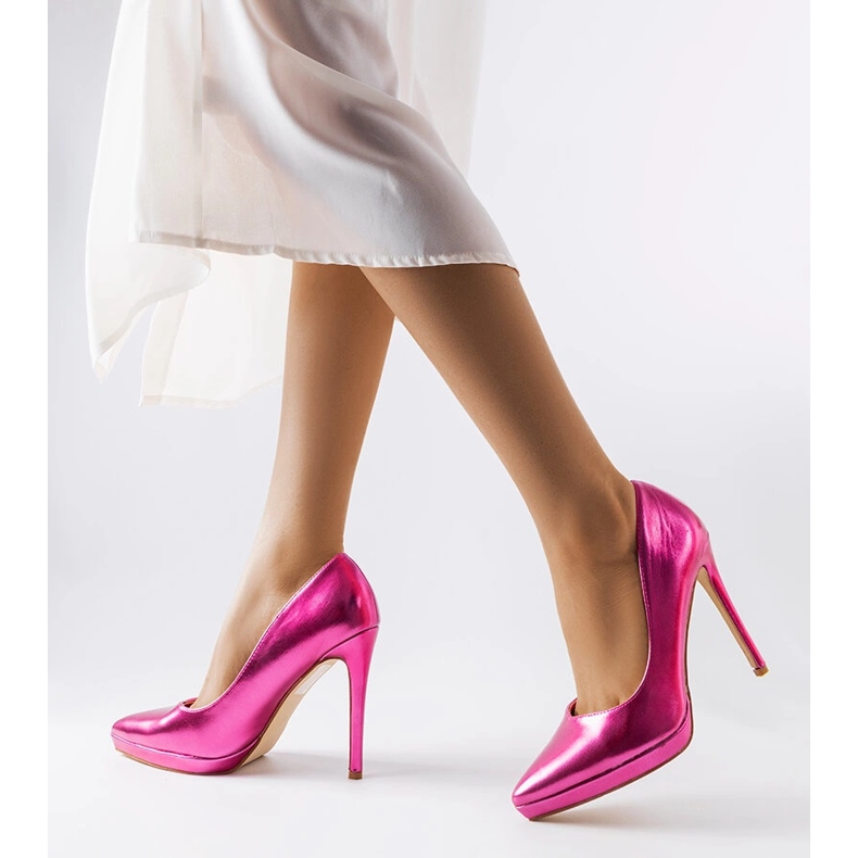 Los tacones de espejo rosa de Kristin rosado 1