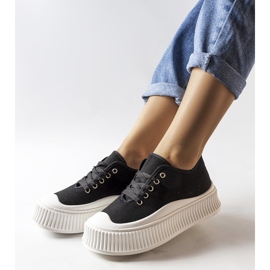 Inna Zapatillas negras y suelas gruesas de Wallace negro 1