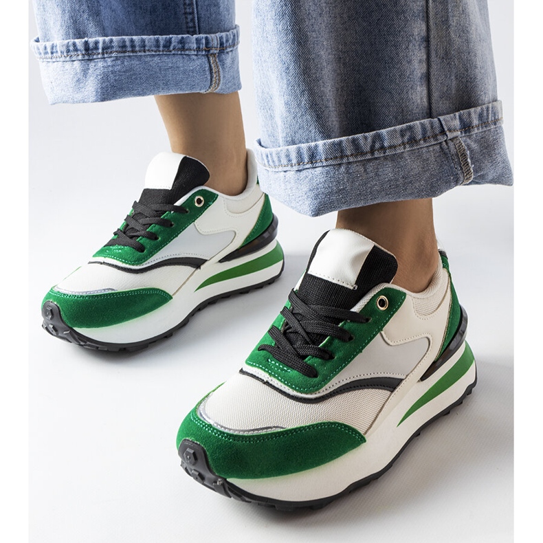 Zapatillas con plataforma blancas y verdes de Doirons 1