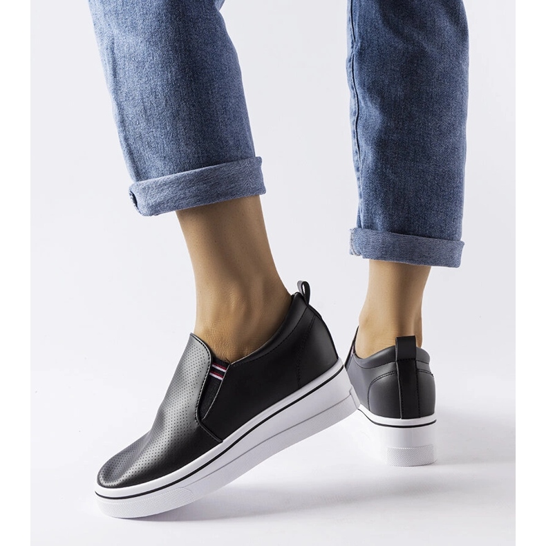 Inna Zapatillas Dionisia cuña negras negro 1