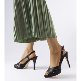 Sandalias negras de tacón de alpaca negro 1