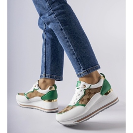 Inna Zapatillas con cuña Rouxi en blanco y verde 2