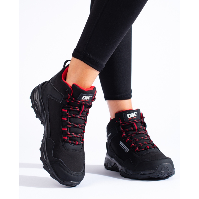 Zapatillas altas de trekking de mujer DK negro y rojo 2