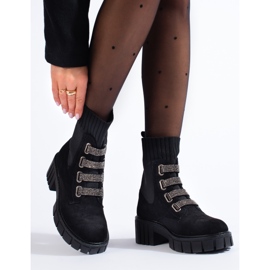 Botas Shelovet de ante para mujer negro 3