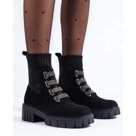 Botas Shelovet de ante para mujer negro 2