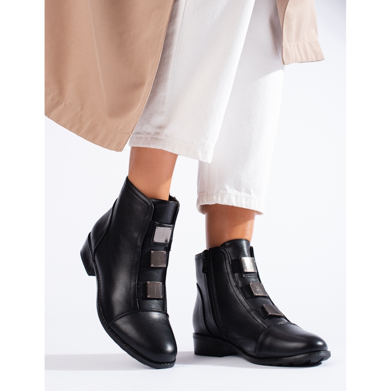 W. Potocki Botas de mujer Potocki con tacón plano negro 1