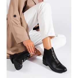 W. Potocki Botas de mujer Potocki con tacón plano negro 2