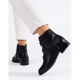 W. Potocki Botas de mujer Potocki con tacón plano negro 3