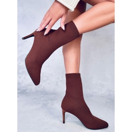 Donatella Botas stiletto estilo calcetín marrón 4